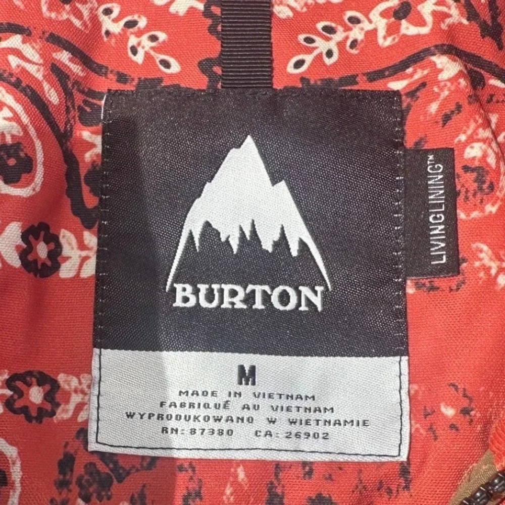 Burton Olive Green/Orange Paisley Snowboard Jacket Women's Medium